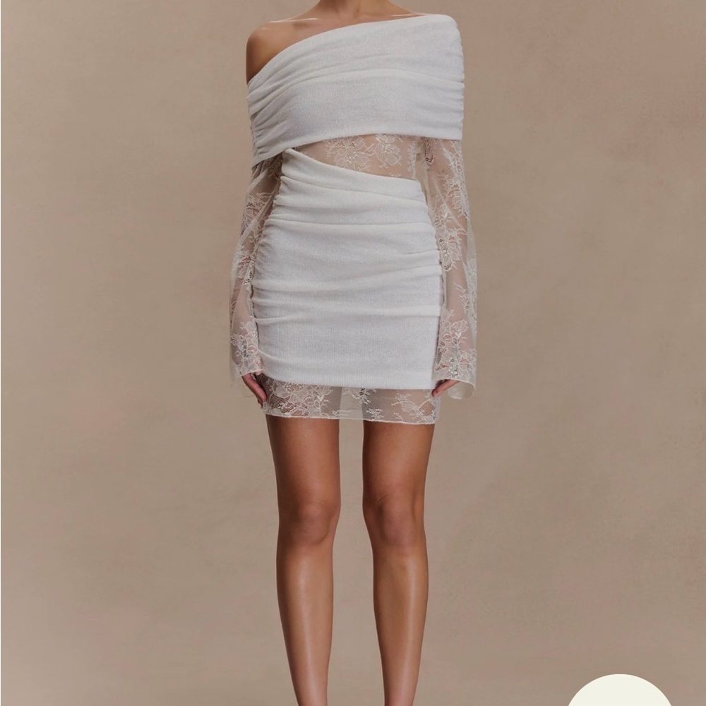 Meshki One Shoulder White Lace Dress